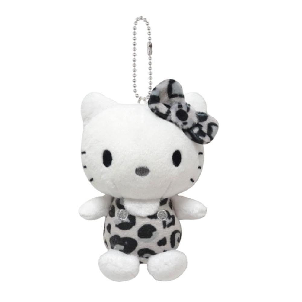Hello Kitty Monochrome Leopard Print Plush Keychain Charm