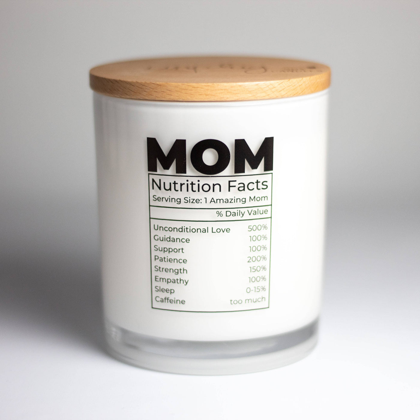 Mom Nutrition Facts Soy Candle: Apples & Maple Bourbon