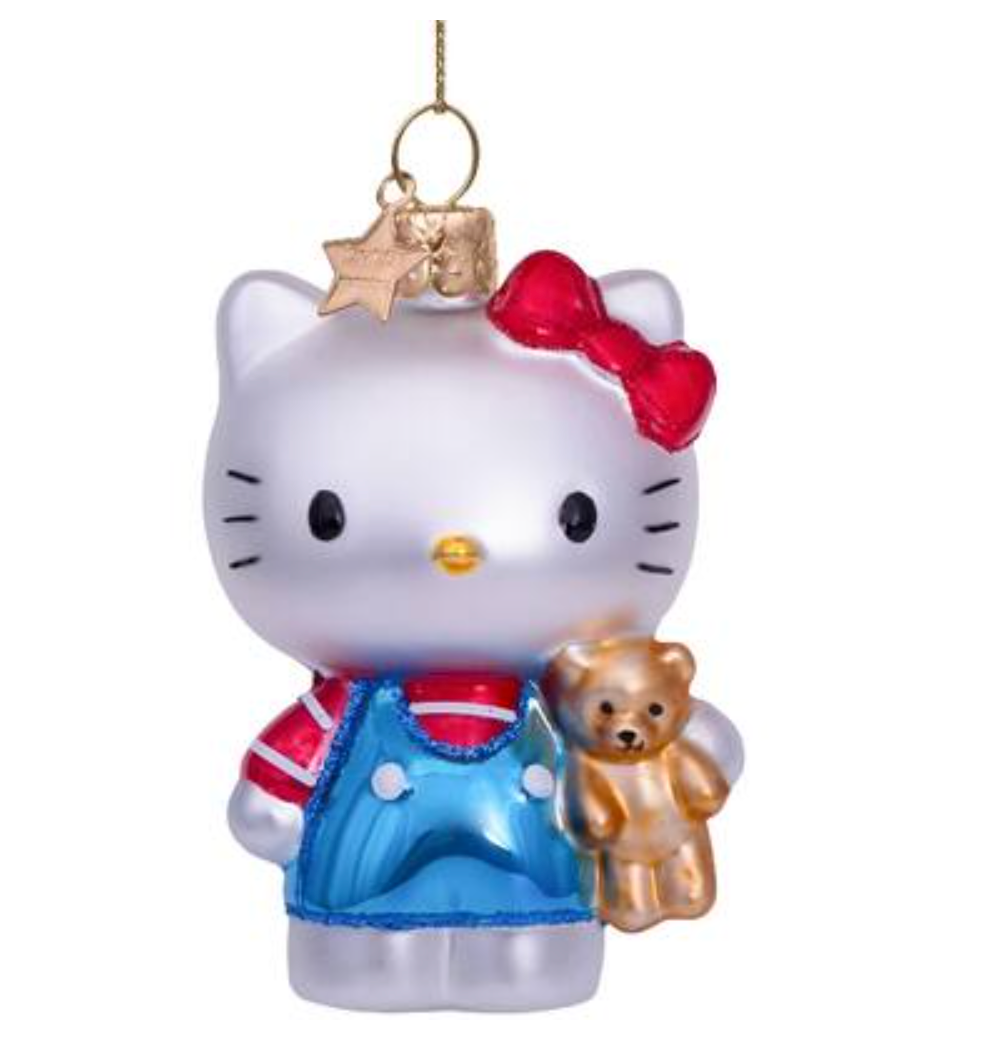 hello kitty with blue dress Vondels - Hello Kitty Blue Bear Tree Ornament - glass