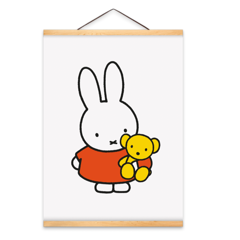 Miffy with Teddy Bear Hanging Wall Art | zillymonkey