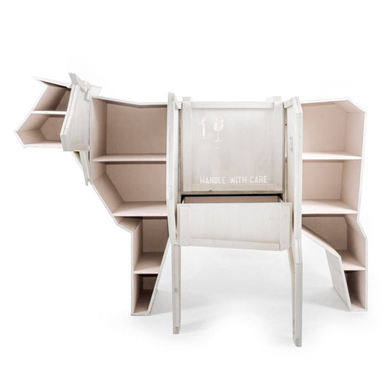 Sending Cow Animal Wood Crate Furniture by Seletti
