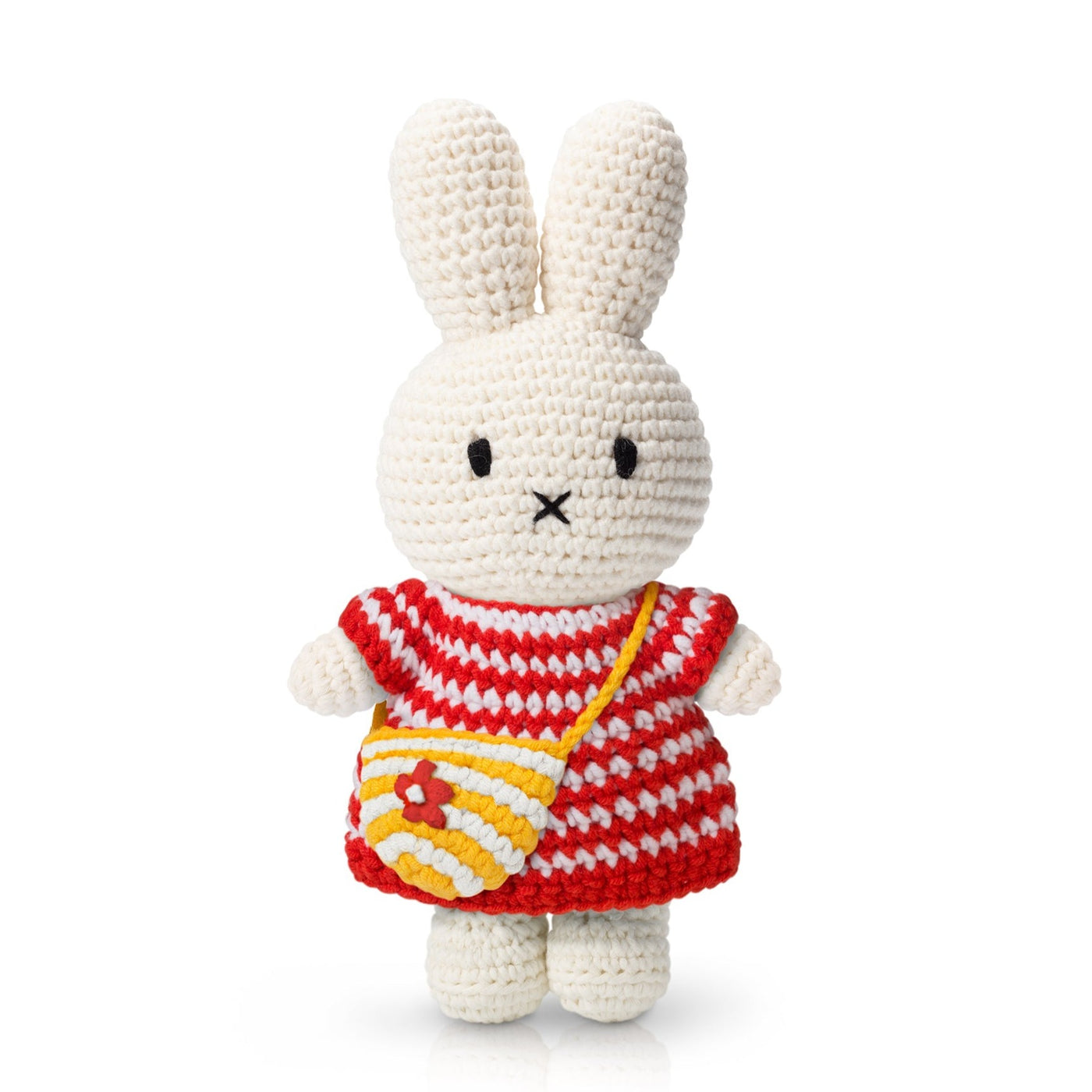 Crocheted Miffy Red With Striped Bag