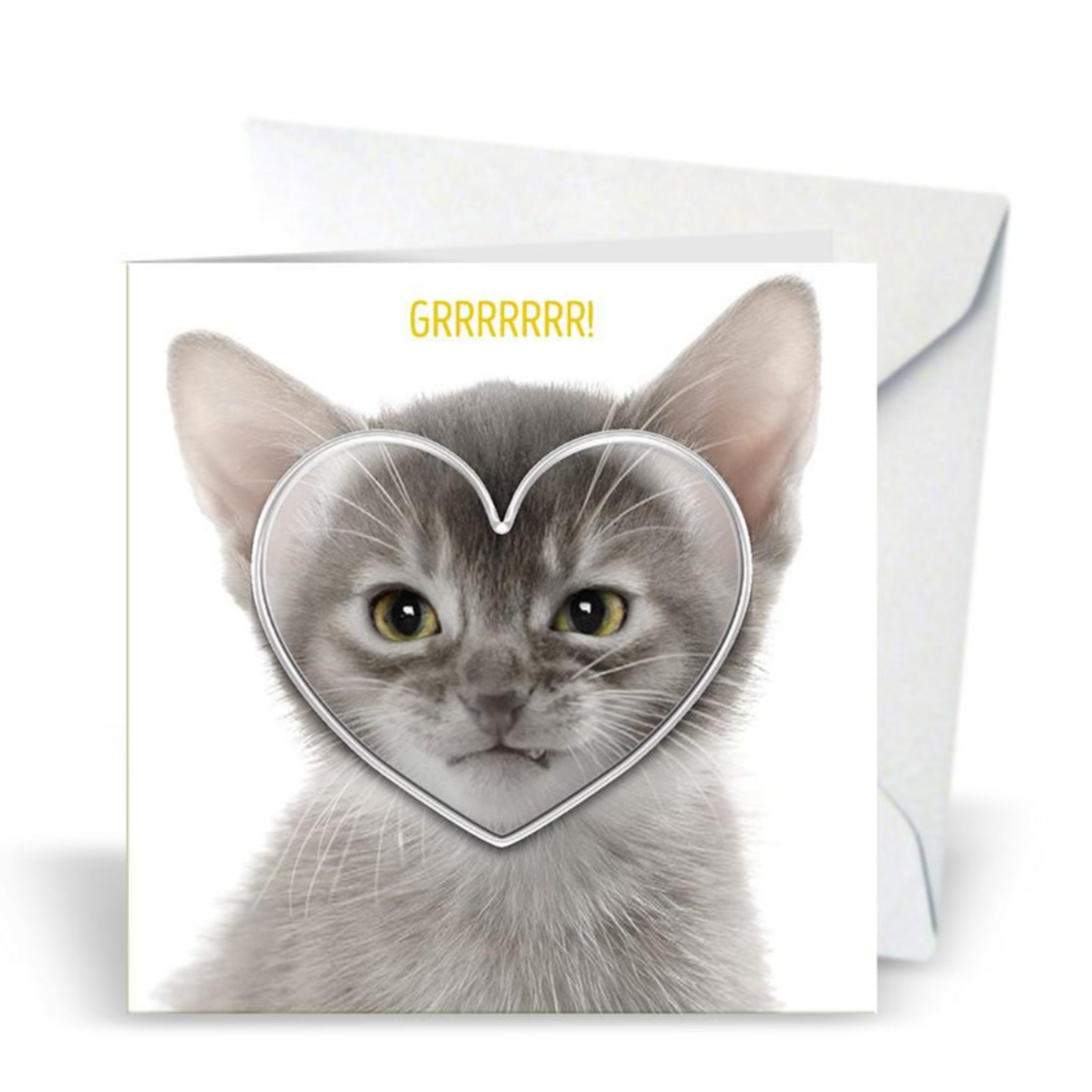 Kitty Greeting Card with Heart Magnet