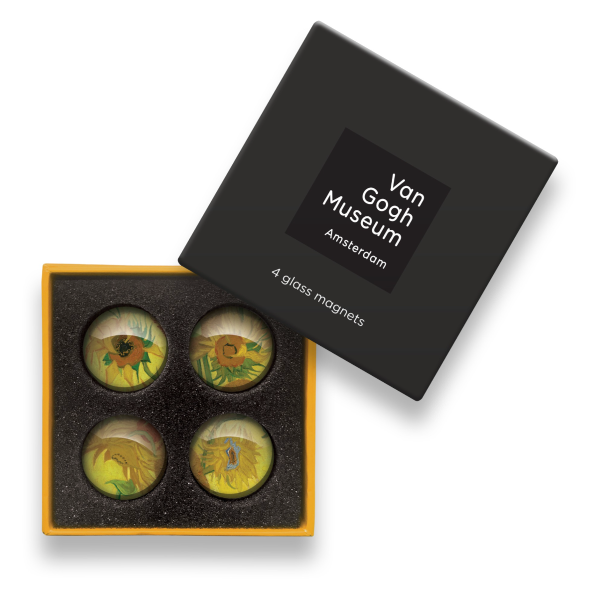 Van Gogh Sunflower Four Glass Magnet Gift Box Set