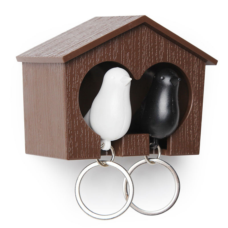 Duo Sparrow Key Ring Holder (Black/White) by Qualy