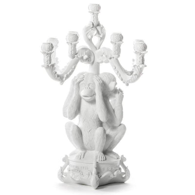 Giant Burlesque "The No Evil" 3 Monkeys Chandelier Candle Holder White by Seletti