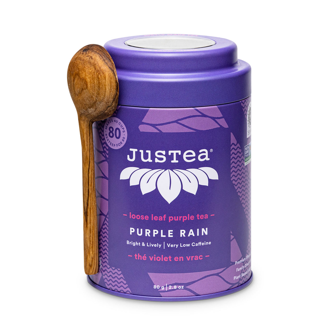 Organic Purple Rain Tea in Tin with Spoon