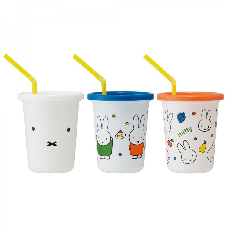 Miffy 3 Tumblers Cups with Straws