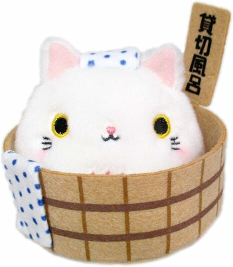 Onsen Cat Bean Plush in Bath Tub