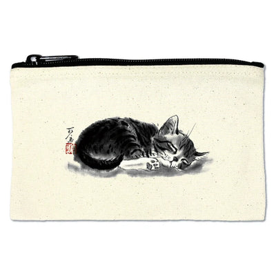 Minoru Nakahama Cat Canvas Flat Pouch