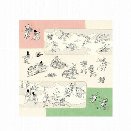 Birds and Beasts Caricature Furoshiki Tenugui Towel