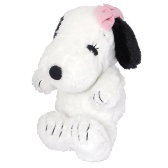 Snoopy Girl Pink Bow Sitting Plush