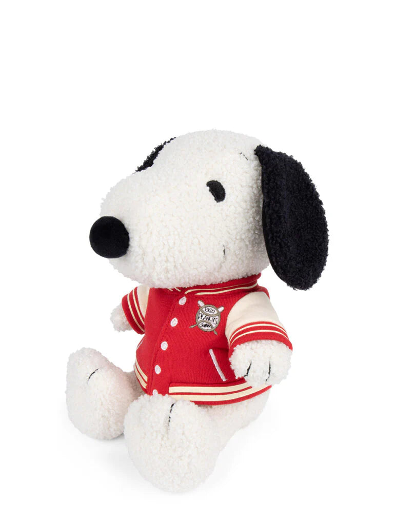 Peanut Snoopy Sitting in Varsity Jacket Plush