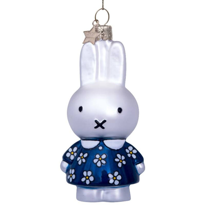 Miffy In Blue Flower Dress Glass Ornament – zillymonkey