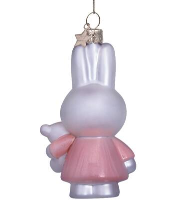 Miffy with Bear in Baby Pink Dress Glass Ornament