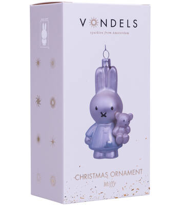 Miffy with Bear in Baby Blue Dress Glass Ornament