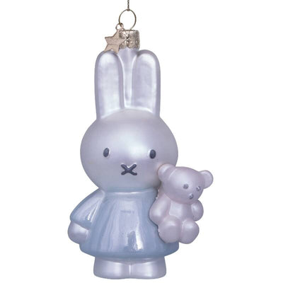 Miffy with Bear in Baby Blue Dress Glass Ornament