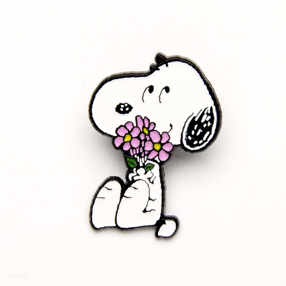 Peanuts Snoopy Give Hugs Pin - Flowers