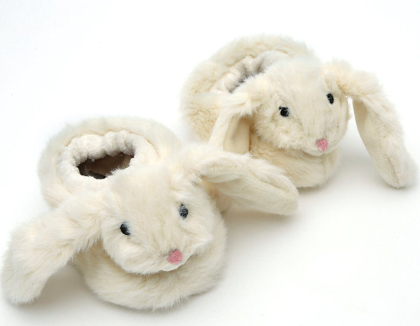Cream Bunny Plush & Baby Slippers Set