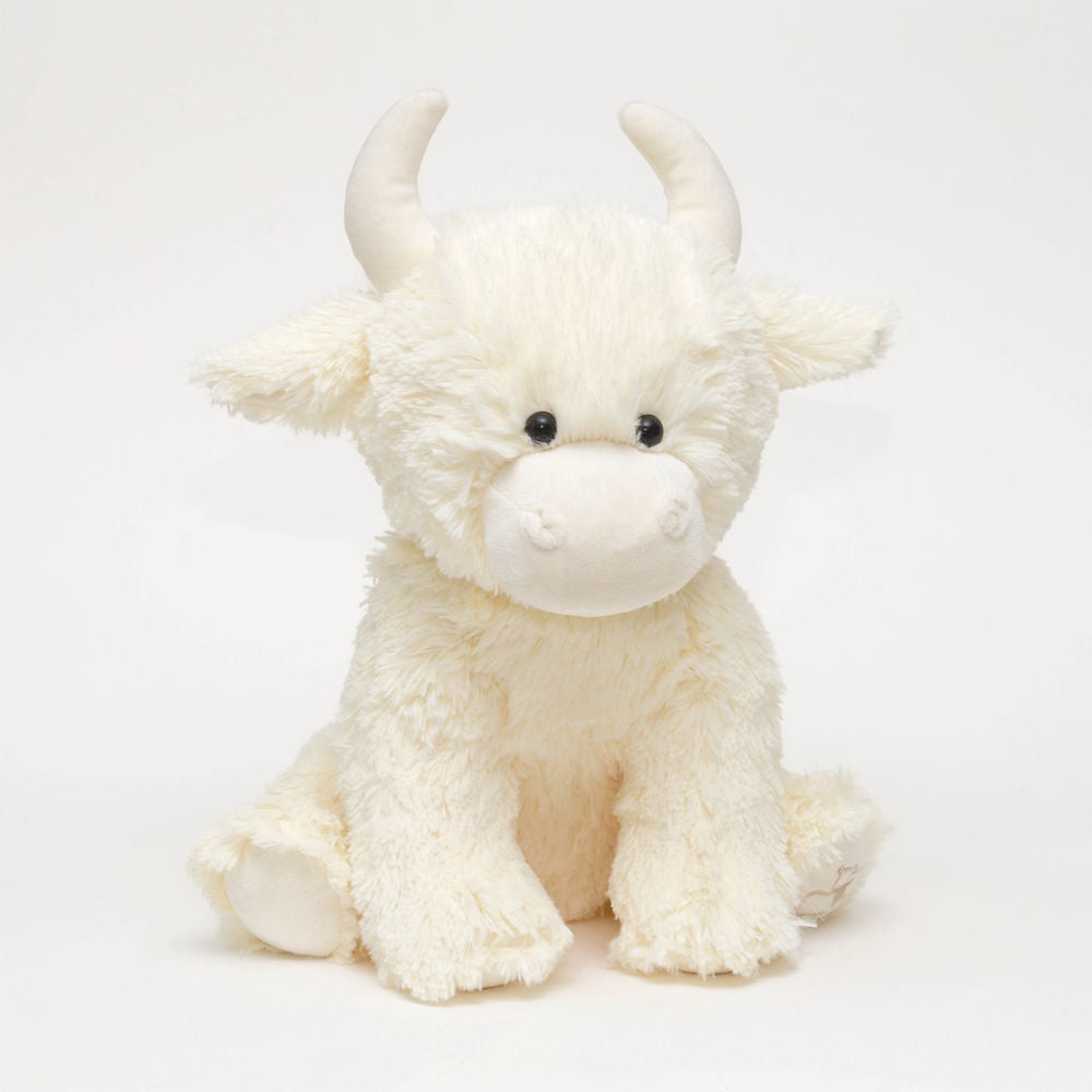 Cream Highland Cow Plush & Baby Slippers Set