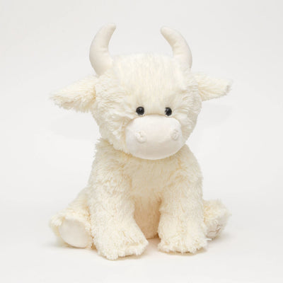Cream Highland Cow Plush & Baby Slippers Set