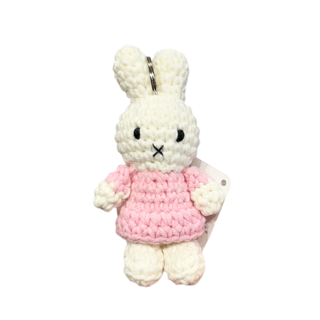 miffy様 Handmade Crocheted Miffy Pastel Pink Keychain by Just Dutch