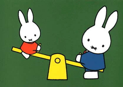 Miffy Post Card - Miffy & Dat Playing Seesaw