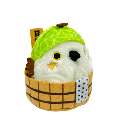 Shimaenaga Bird Hokkaido Melon Bean Plush in Bath Tub