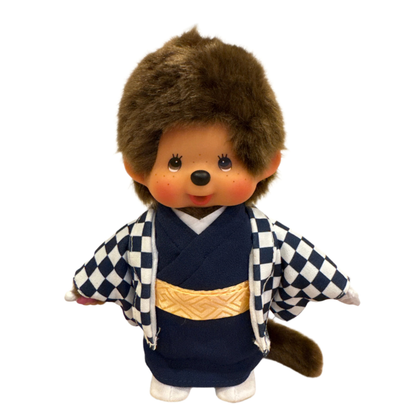 Monchhichi Boy Blue Checker Kimono Plush