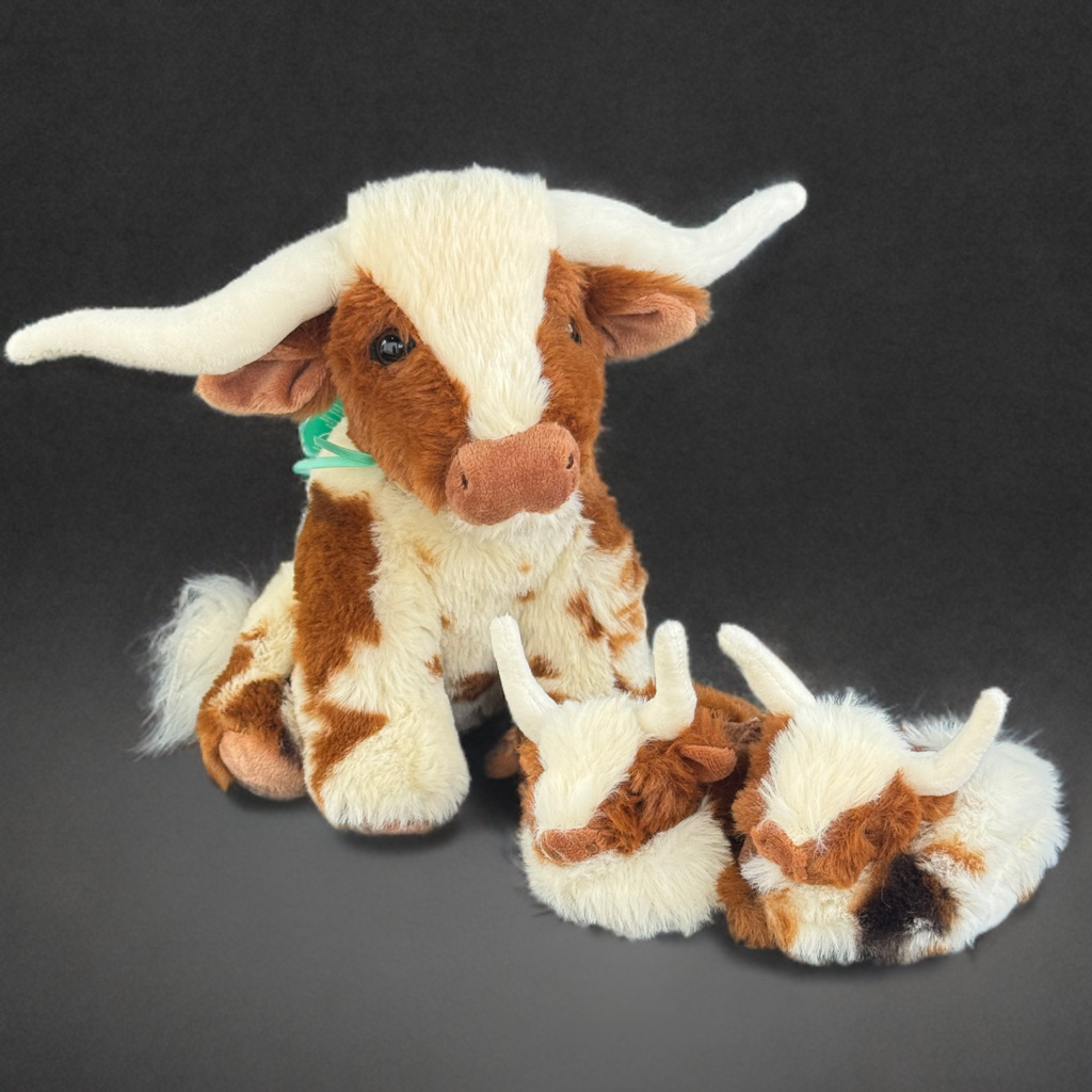 Texas Cow Plush & Baby Slippers Set