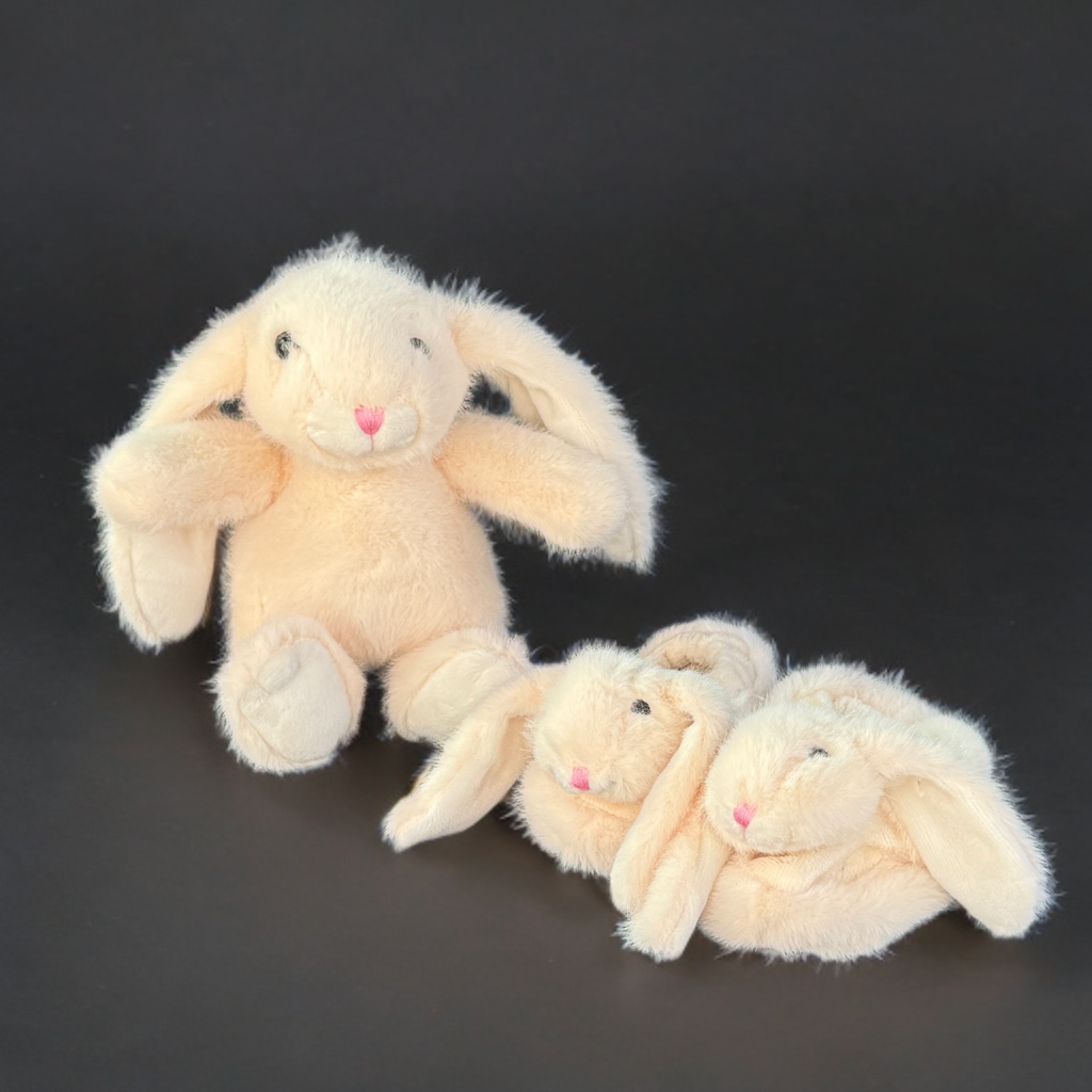 Cream Bunny Plush & Baby Slippers Set