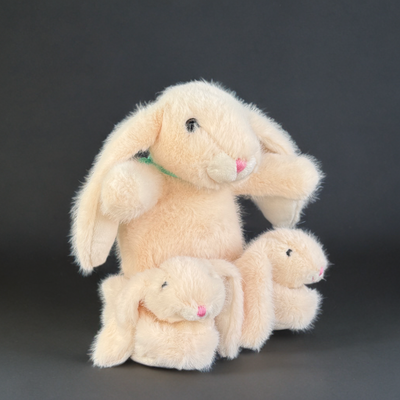 Cream Bunny Plush & Baby Slippers Set