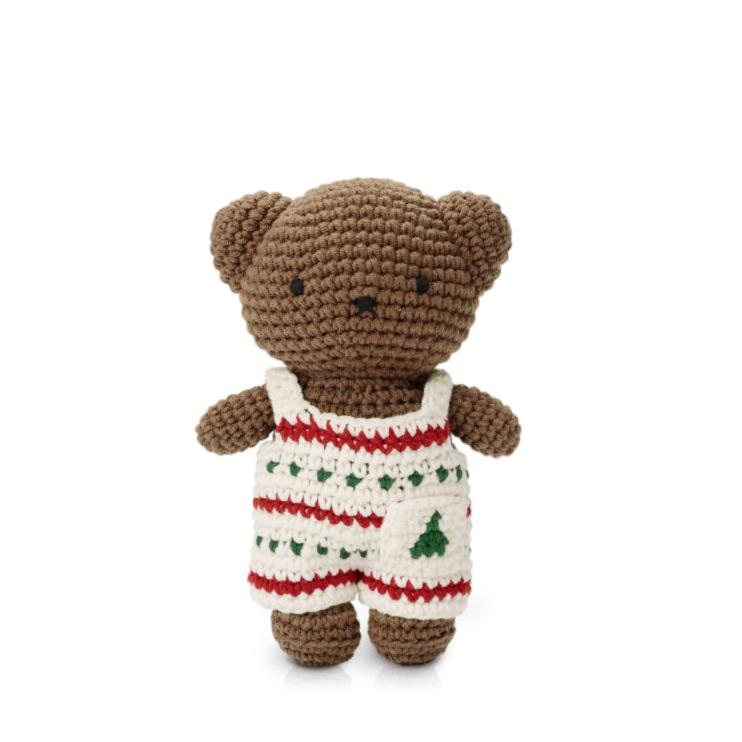 Crocheted Boris in Christmas Jumpsuit Outfit