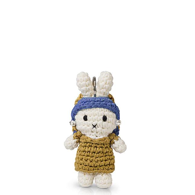 Crocheted Miffy Keychain Girl with a Pearl Earring