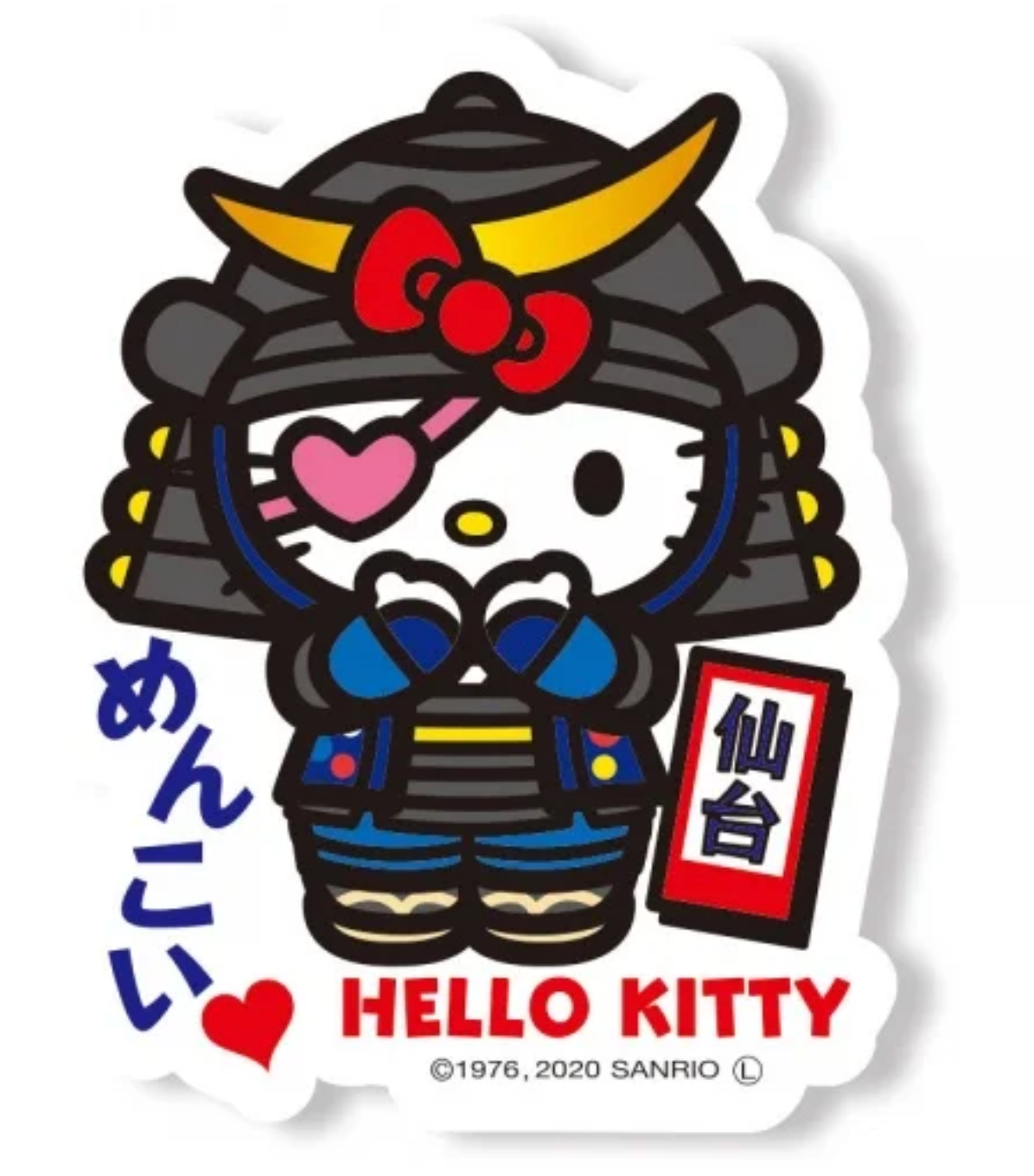 Hello Kitty Sticker - Miyagi, Date Masamune, Jinbaori