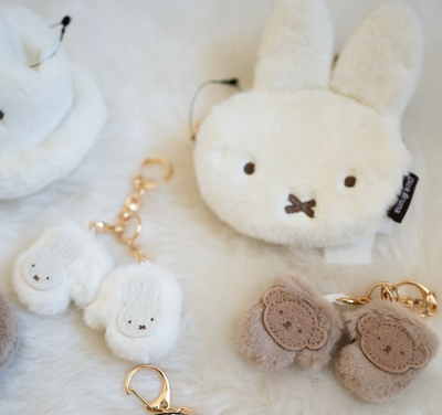Miffy Soft Fluffy Fur Mitten Charm Keychain