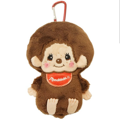 Scimmietta Monchhichi giapponese anni '80, Monchhichi - Scimmietta Chickaboo che si succhia il pollice, peluche con bavaglino bianco, peluche da appendere / ciondolo per borsa - Italia