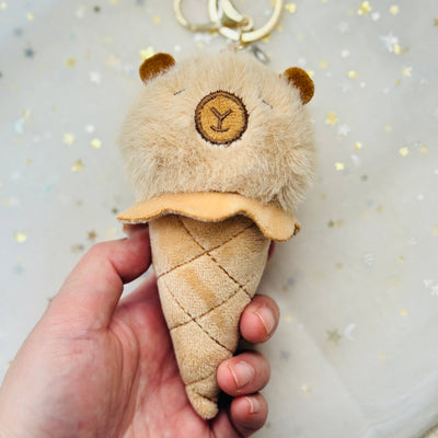 Capybara Ice Cream Plush Keychain