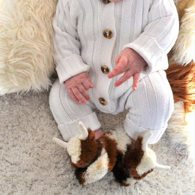 Texas Cow Plush & Baby Slippers Set