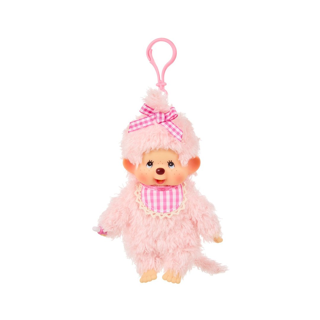 Monchhichi Fluff Pink Beige Girl Keychain