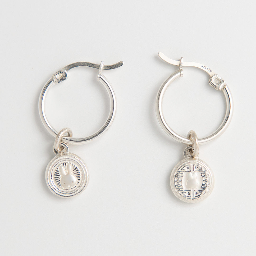 Miffy Mini Coin Hoop Earrings Sterling Silver