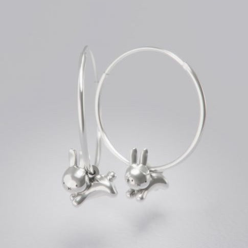 Miffy Year of the Rabbit Leaping Hoop Earrings Sterling Silver