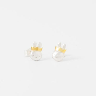 Queen Miffy Silver & Gold Stud Earrings