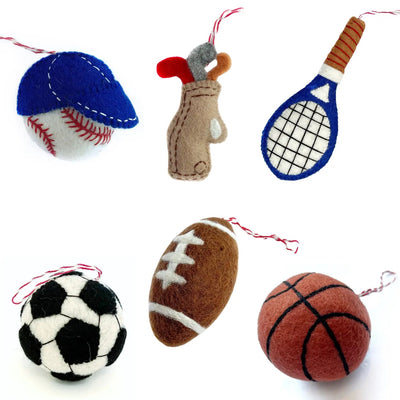 Sport Felt Wool Ornament Set