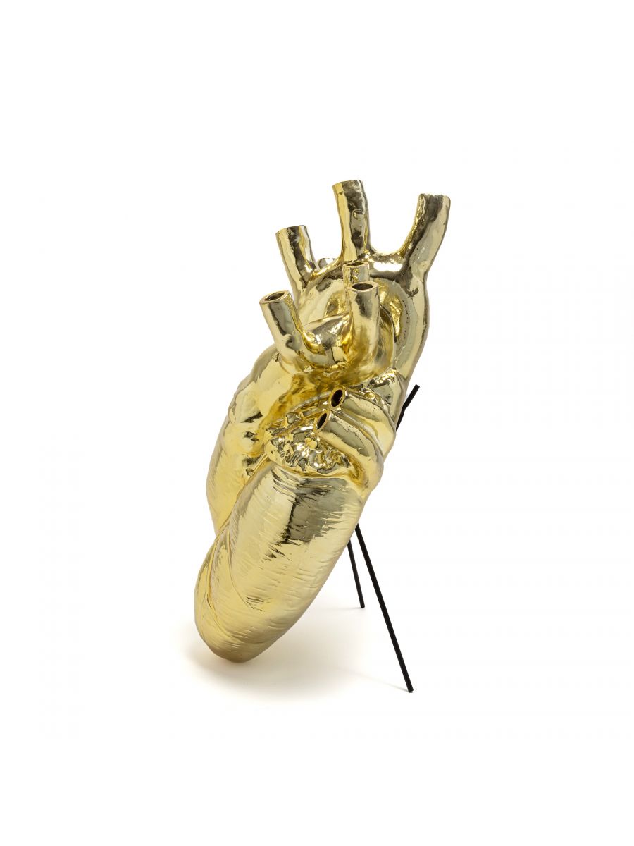 Love in Bloom Giant Gold Heart Vase by Seletti | zillymonkey