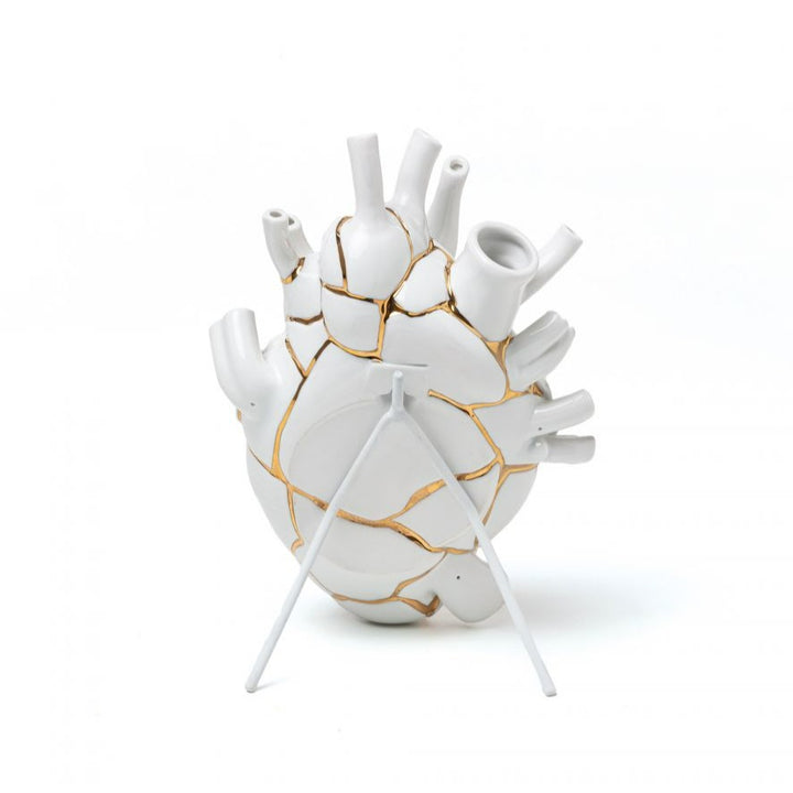 Love in Bloom Porcelain Heart Vase Kintsugi by Seletti | zillymonkey
