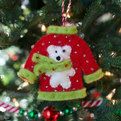 Ugly Sweater Christmas Felt Wool Ornament Set