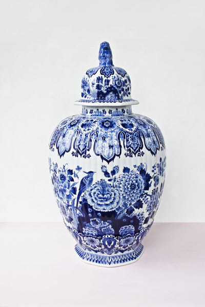Lion Jar with Lid Hand-Painted by Royal Delft