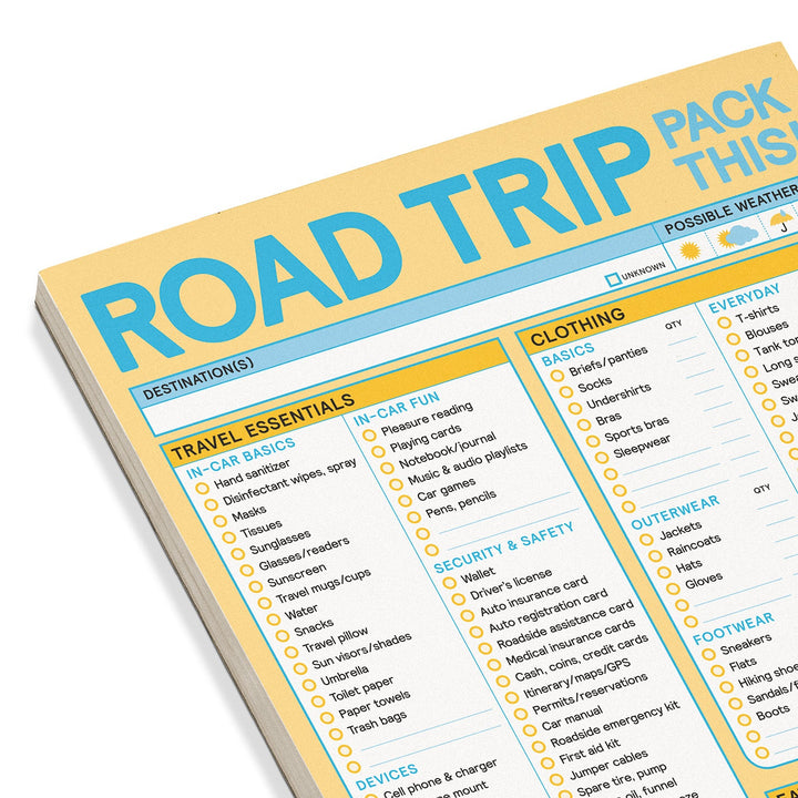 Road Trip Packing List Pad by Knock Knock | zillymonkey