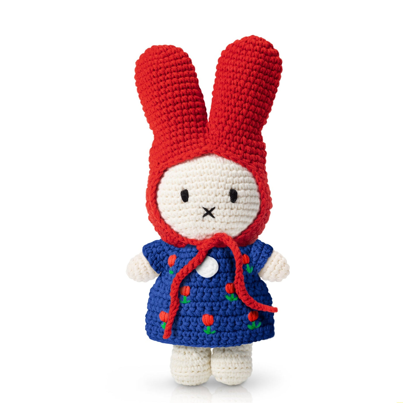 Crocheted Miffy Blue Tulip Dress with Red Hat